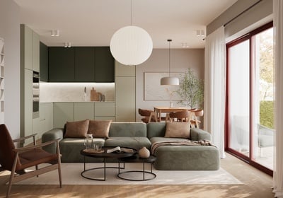 1_Prodej rodinného domu projekt Lario_obývací pokoj