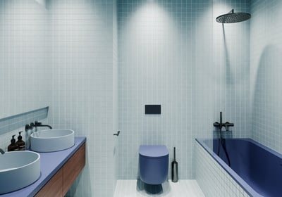 6_Prodej bytu v rezidenčním projektu Lario_ modrá koupelna