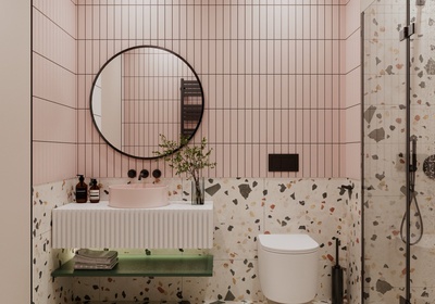 3_Prodej bytu v rezidenčním projektu Lario_růžová koupelna