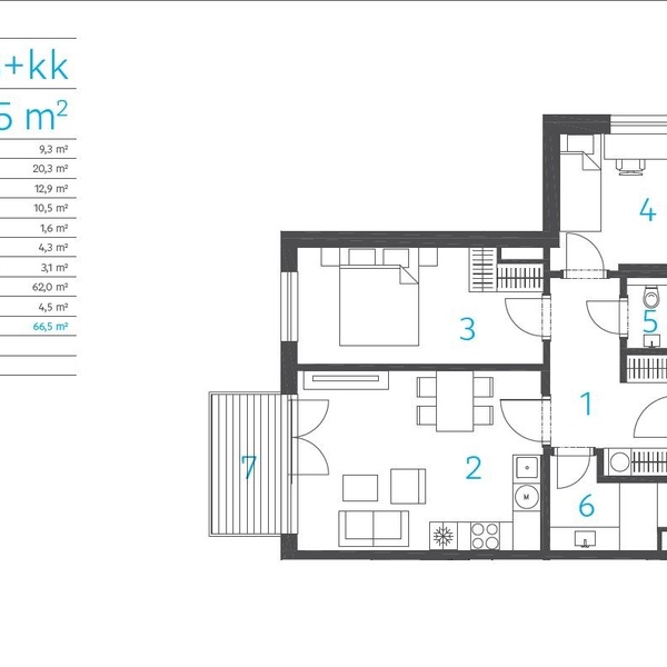 Pronájem nového bytu 3+kk s balkonem a garážovým stáním