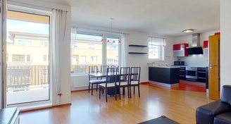 Nový slunný byt 100 m2, 3+kk s terasou a parkovacím stáním, Lesná, ul. Dusíkova.
