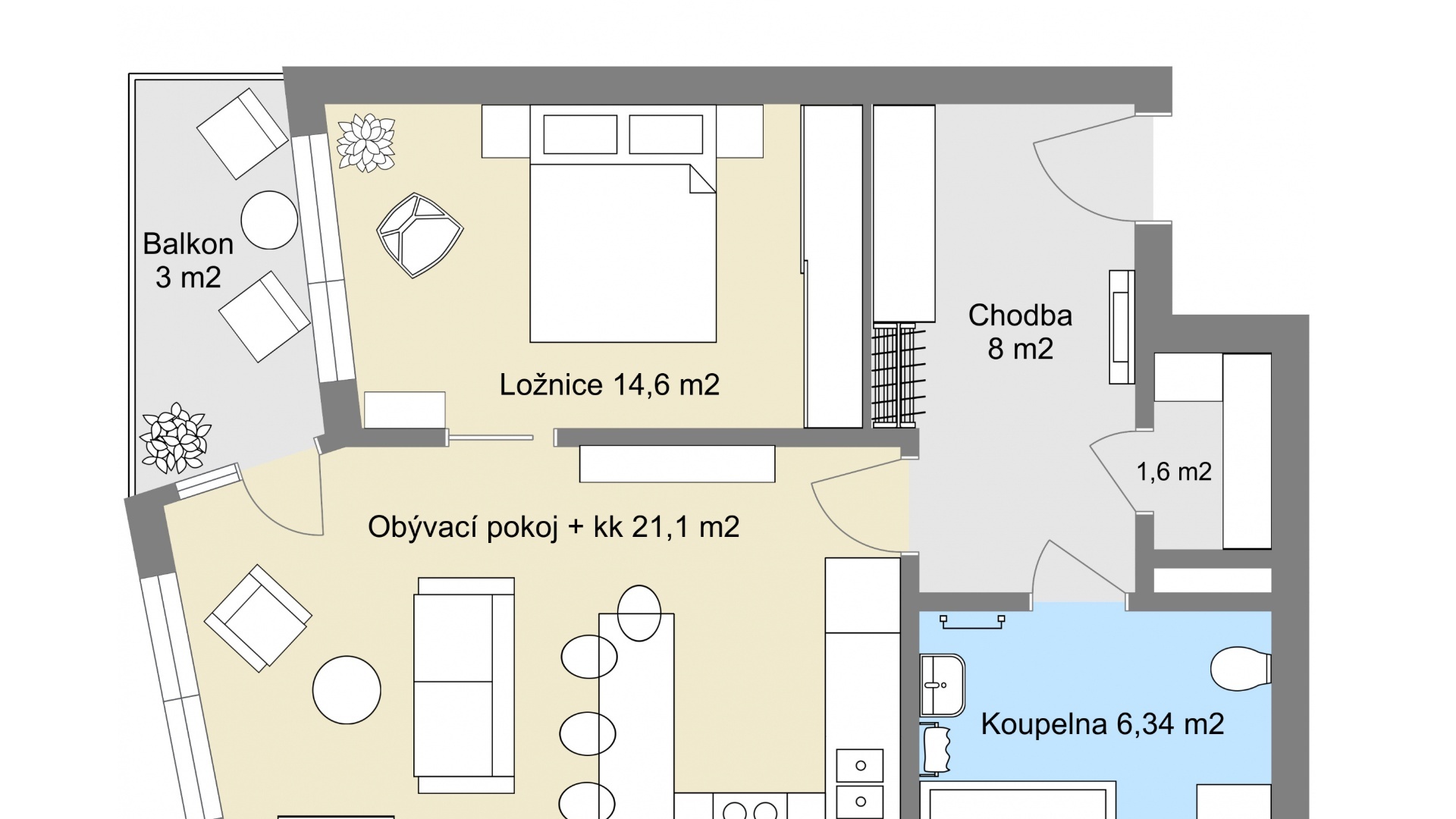 Pronájem hezkého bytu 2+kk, 56m² ,Praha - Dolní Měcholupy