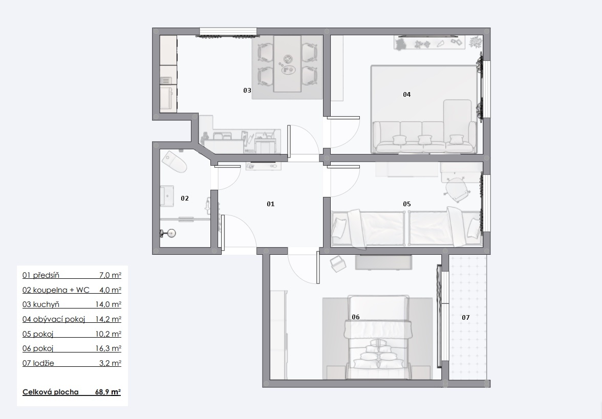 Pronájem bytu 3+1 s lodžií a sklepem, 66 m², Praha - Černý Most