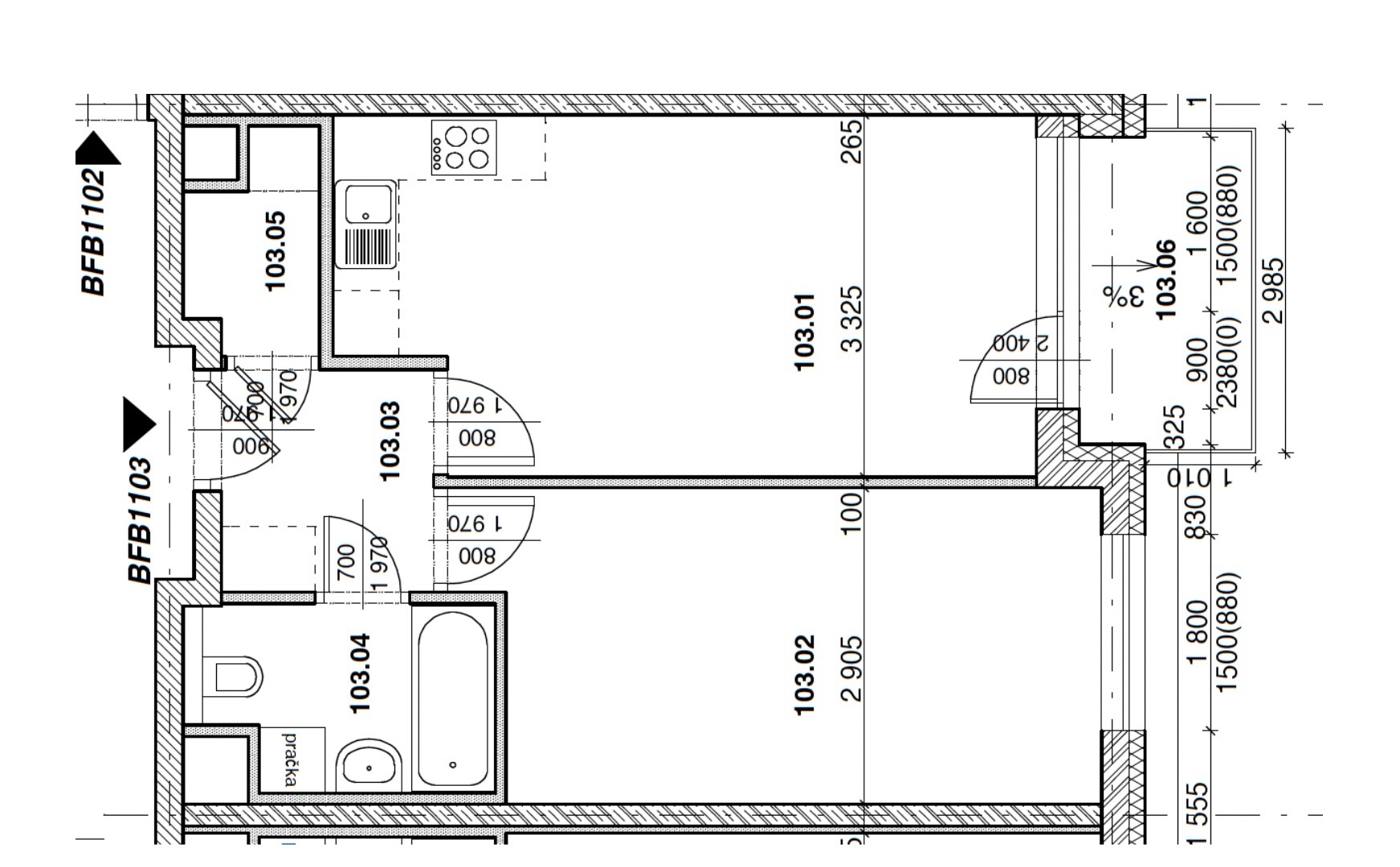 Pronájem bytu 2+kk s balkonem a garážovým stáním, 49 m², Praha - Uhříněves
