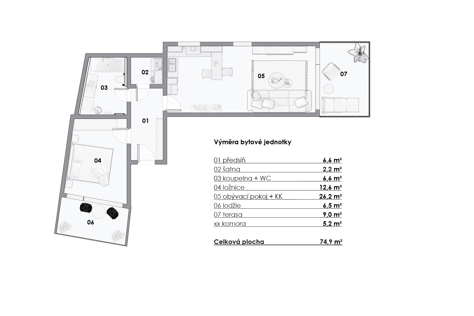 Prodej bytu 2+kk s terasou a prostornou lodžií, 70 m², Praha - Střížkov