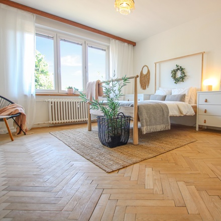 Prodej bytu 1+1 Kroftova s podílem na velké zahradě u domu, Brno-Žabovřesky