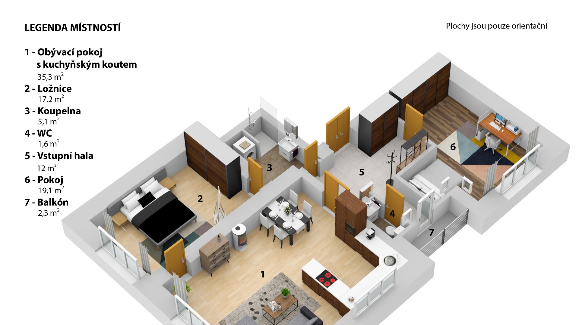 Pronájem prostorného bytu 3+kk, 90 m² - Praha - Holešovice