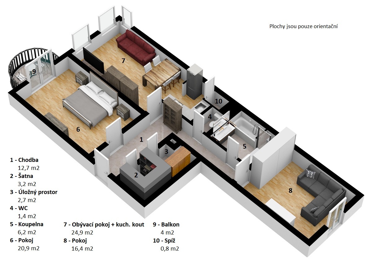Prodej velkého bytu 3+kk, 94 m² - Aš