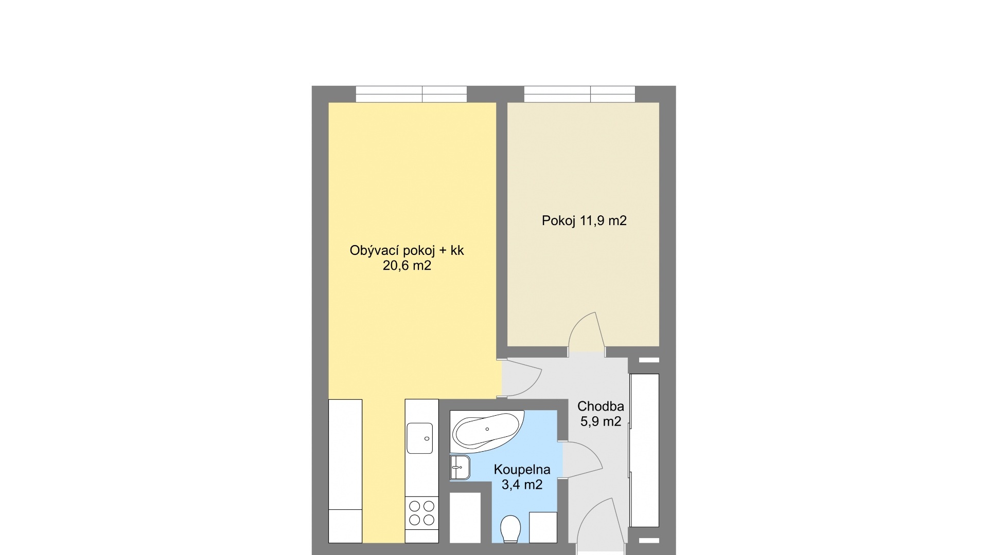 Pronájem bytu 2+kk,  42m², Praha 11- Háje, ulice Štichova