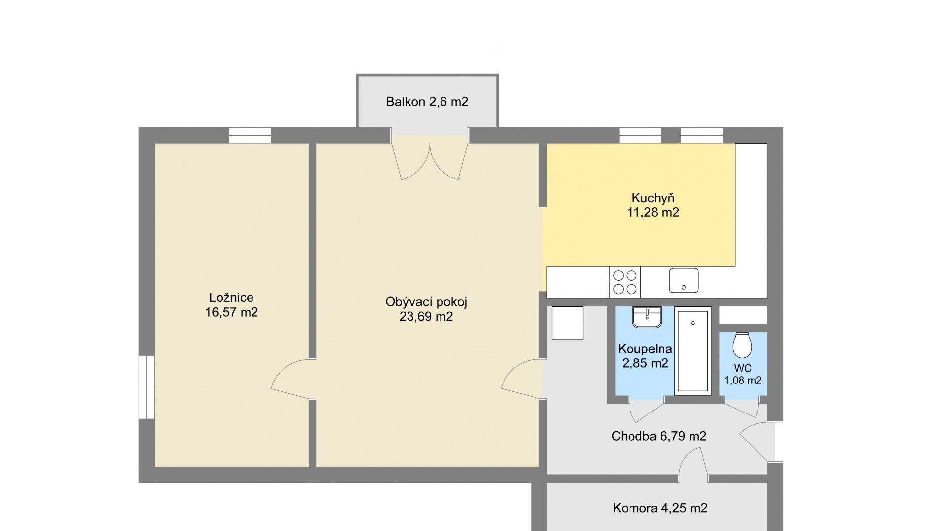 Pronájem bytu 2+1, 66m² s balkonem, sklepem a vlastním parkovacím stáním, Nupaky, ulice Luční