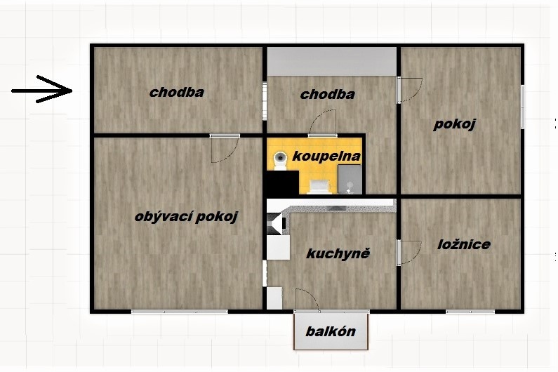 Prodej bytu 3+1 s balkónem o 75 m² - České Budějovice