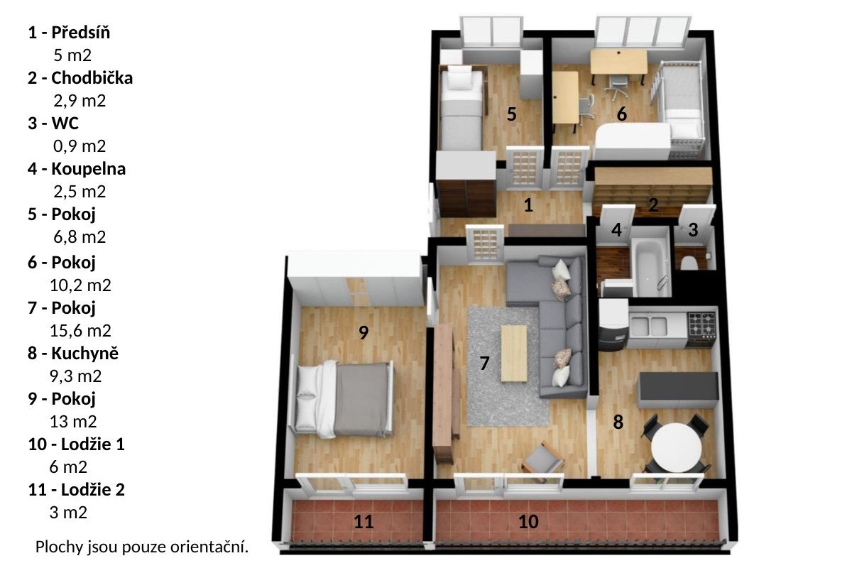 Prodej bytu 4+1 se dvěma lodžiemi, celkem 76 m² - Praha - Prosek