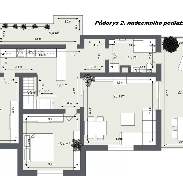Floorplan letterhead - Chlumec - Miimov  2NP - 2D Floor Plan