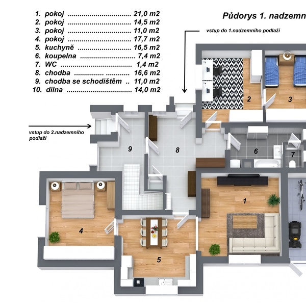 Floorplan letterhead - Chlumec - Mimov 1NP - 3D Floor Plan
