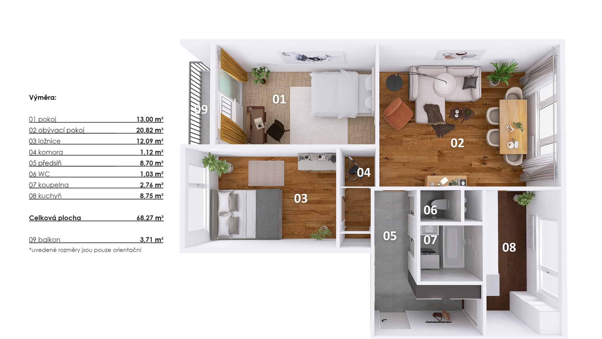 Prodej designového bytu 3+1 s balkonem a sklepem, 68 m², Praha - Hlubočepy