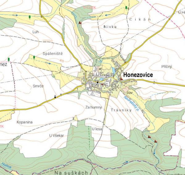 Honezovice, celková výměra 35 343 m2