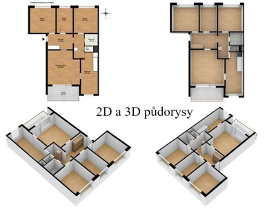 2D a 3D půdorysy pro lepší představu o dispozici nemovitosti.