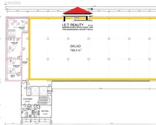 2. patro, sklad 788m2 + kanceláře 105m2