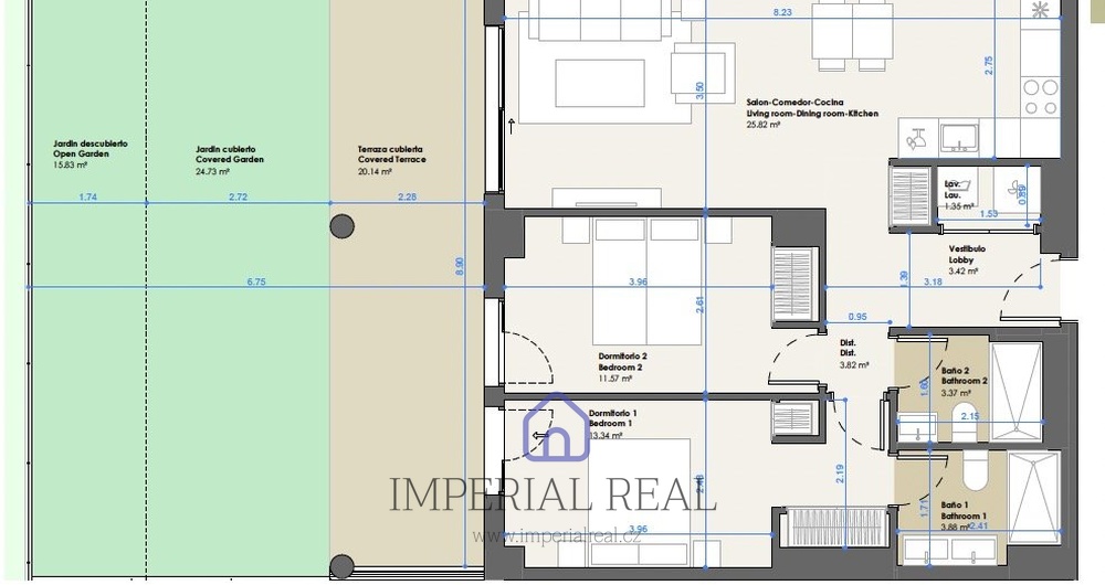 Exkluzivní přízemní apartmán se zahradou u bazénu a pár kroků od moře v Torrox Costa – Celková plocha: 127,3 m² | Terasa + zahrada: 60,7 m² | Dokončení: 4. čtvrtletí 2027
