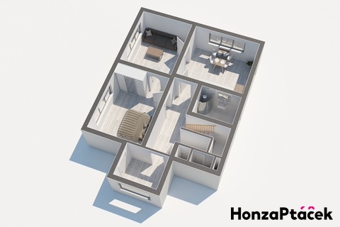 Prodej rodinného domu Vlašim 3D půdorys realitní makléř • realitní kancelář • realitní slu