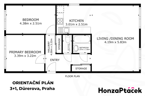 Prodej bytu Dürerova Praha, realitní makléř v Praze, realitní kancelář_půdorys1