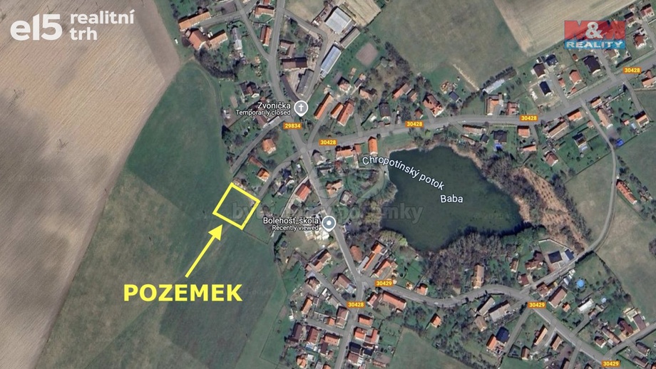 Prodej stavebního pozemku 2 000 m², Bolehošť