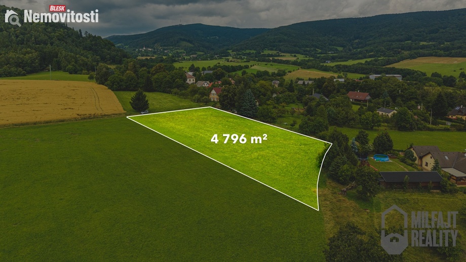 Prodej stavebního pozemku 4 796 m², Proseč pod Ještědem - Javorník