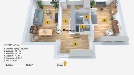 Prodej bytu 2+1 58 m², Jílové u Prahy