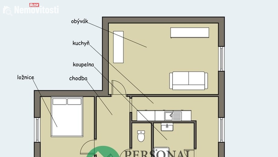 Prodej bytu 2+1 54 m², Přimda