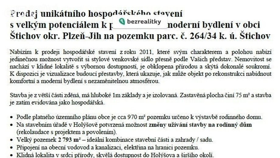 Prodej rodinného domu 75 m², Štichov
