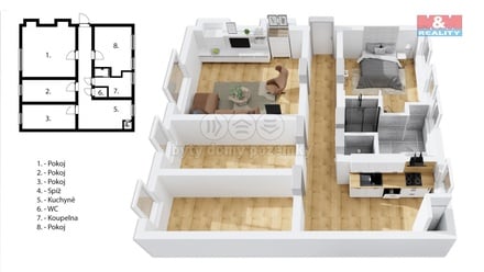 Prodej bytu 4+1 86 m², Nižbor