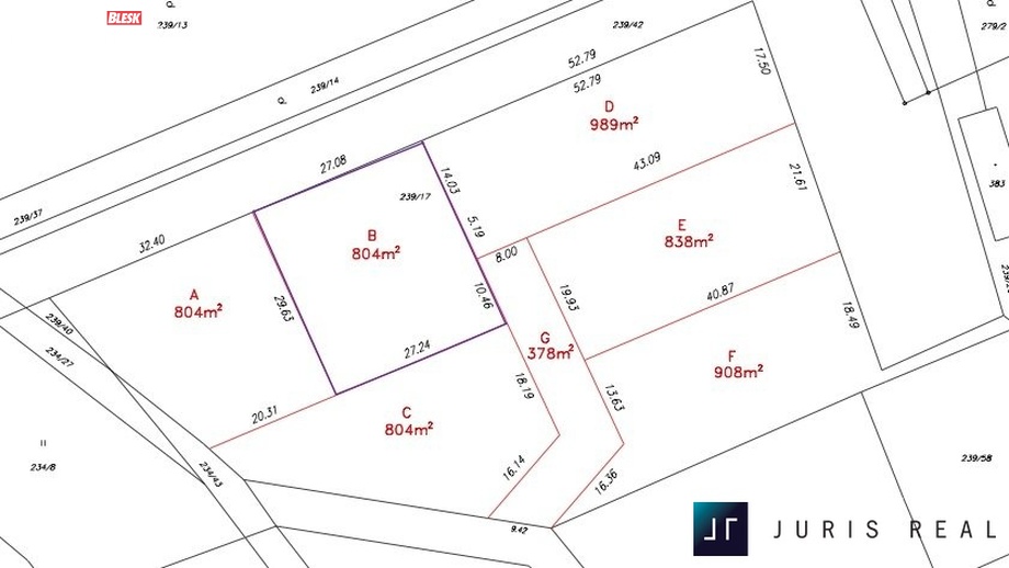 Prodej stavebního pozemku 804 m², Vlkava