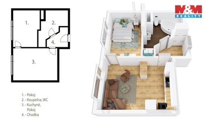 Prodej bytu 2+kk 36 m², Chvaletice