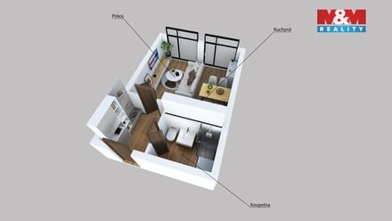 Pronájem bytu 1+kk 35 m², Děčín