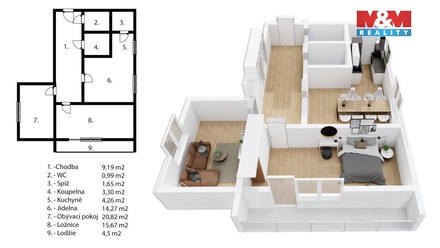 Prodej bytu 3+kk 75 m², Moravany