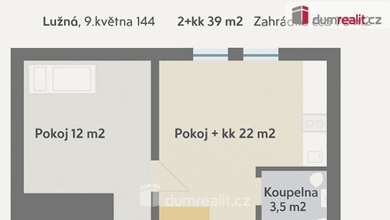 Pronájem bytu 2+kk 39 m², Lužná