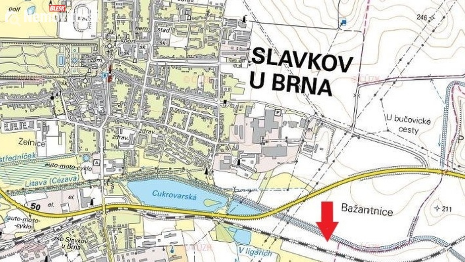 Prodej pole 1 101 m², Slavkov u Brna