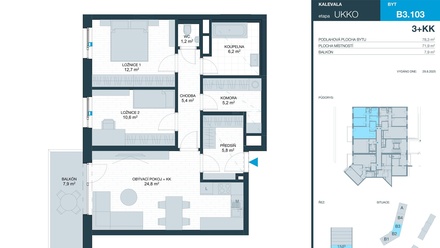 Prodej bytu 3+kk 72 m², Brno