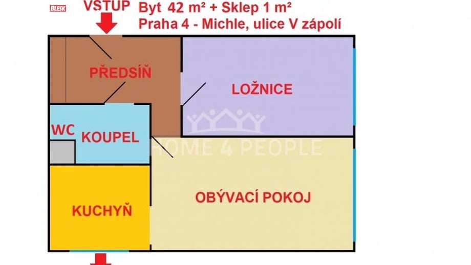 Pronájem bytu 2+1 43 m², Praha 4