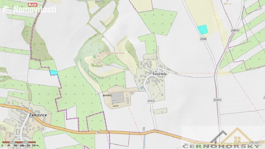 Prodej pole 5 989 m², Šepetely