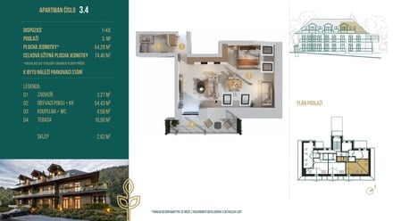 Prodej bytu 1+kk 64 m², Hutisko-Solanec