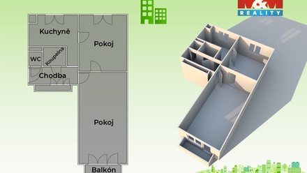 Pronájem bytu 2+1 53 m², Valašské Meziříčí