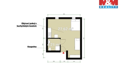 Pronájem bytu 1+kk 31 m², Sytno