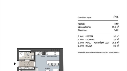 Pronájem bytu 1+kk 30 m², Brno-sever