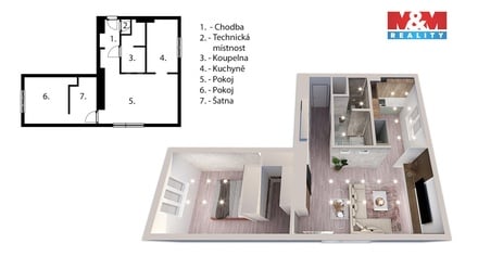 Prodej bytu 2+1 57 m², Moravany