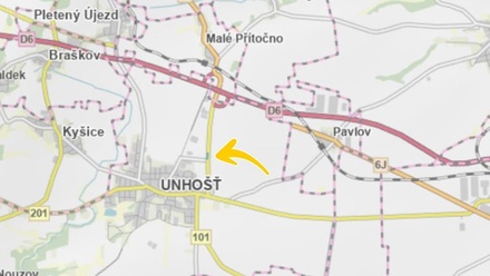 Prodej podílu 1/2 komerčního pozemku 1 133 m², Unhošť