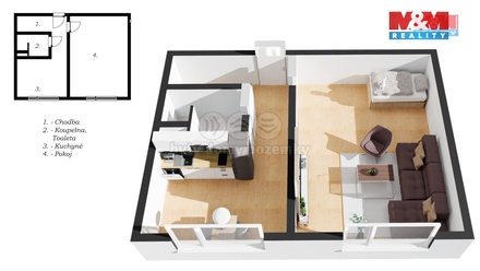 Prodej bytu 1+1 34 m², Hradec Králové