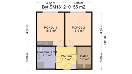 Pronájem bytu 2+kk 55 m², Brno - Židenice