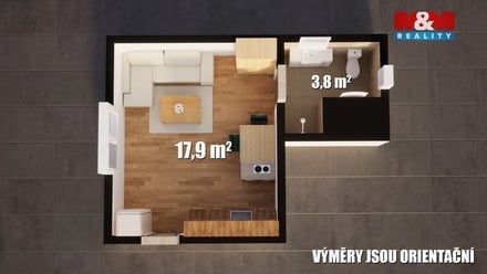 Pronájem bytu 1+kk 30 m², Plazy
