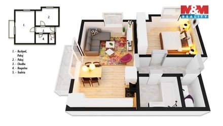 Pronájem bytu 2+kk 52 m², Pardubice V